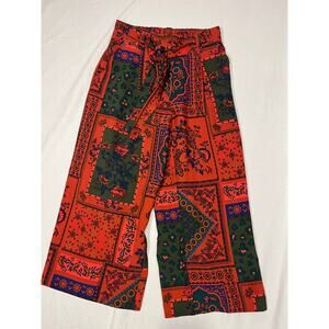 Red Wide Leg Floral Pants M‎